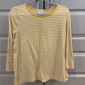 T.La Yellow and White Striped Long Sleeve Top